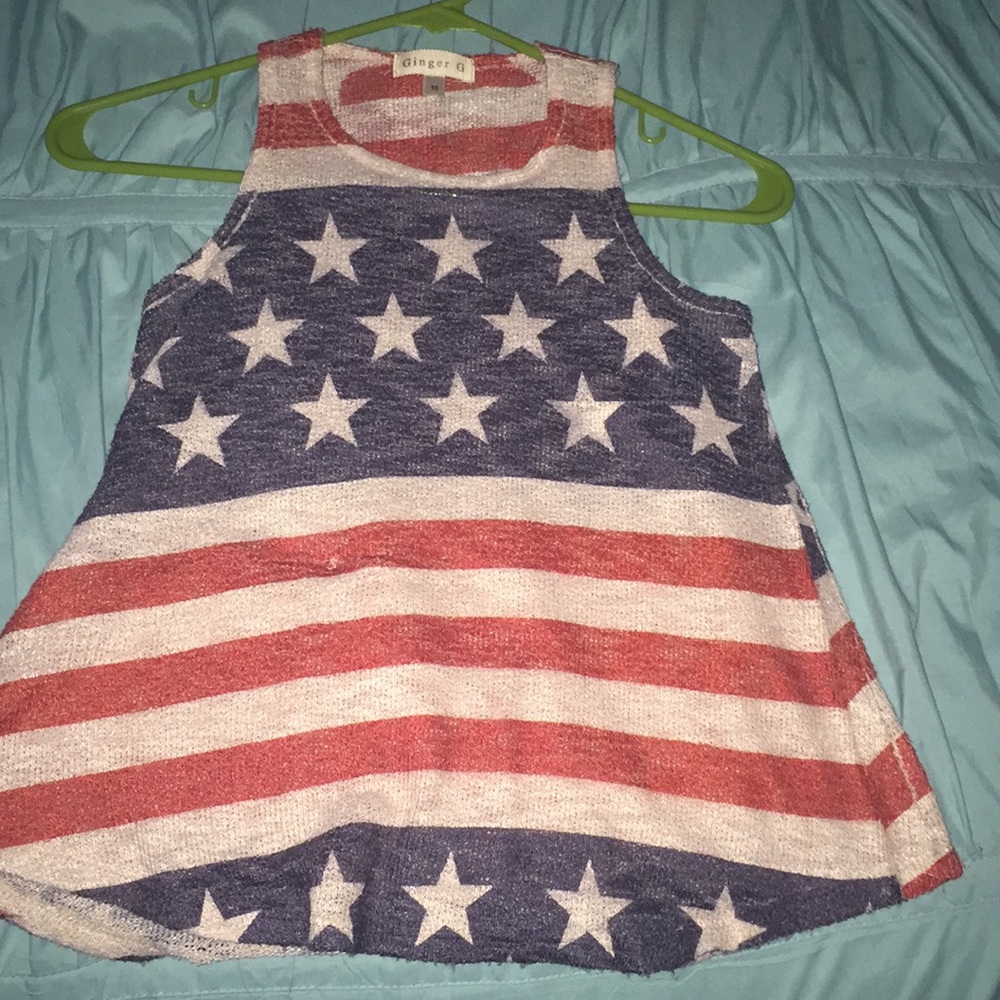 blue star and red strip shirt